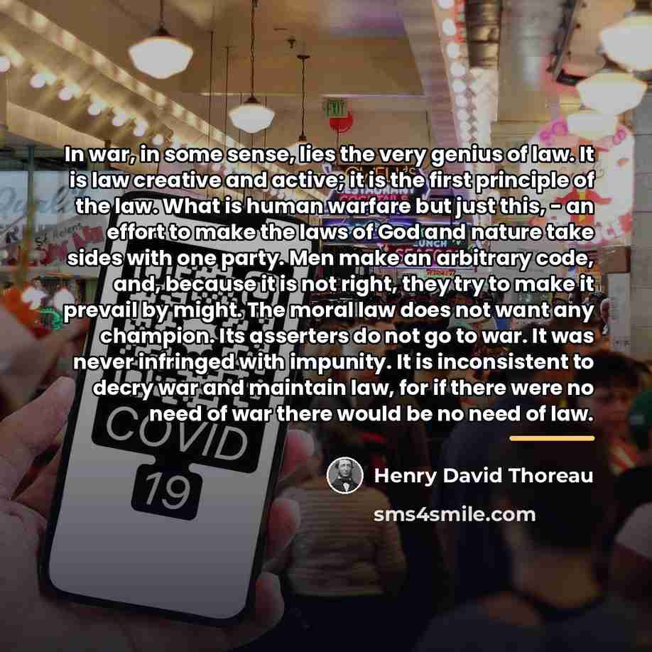 “In war, in some sense, lies the very genius of…” quote by Henry David Thoreau