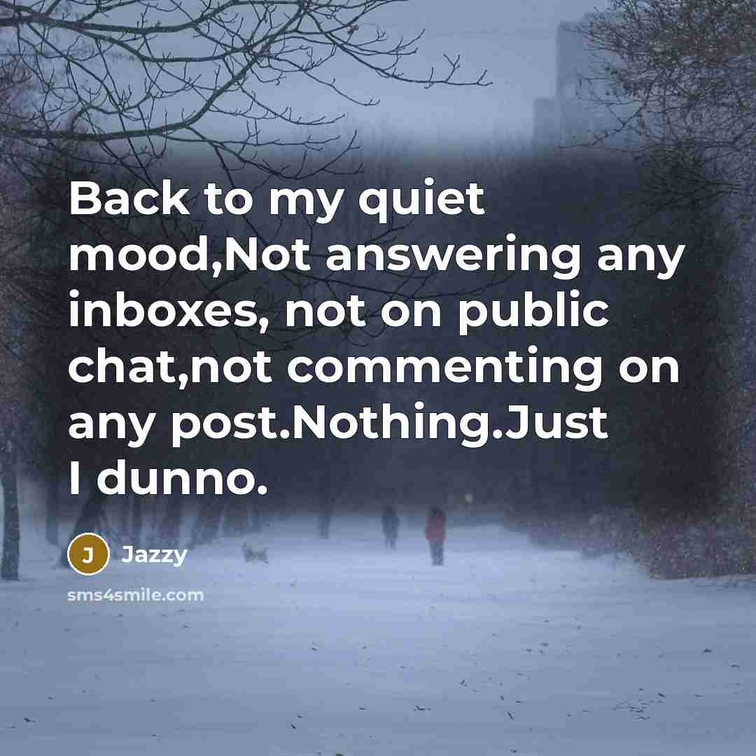“Back to my quiet mood,Not answering any inboxes, not on…” quote by Jazzy