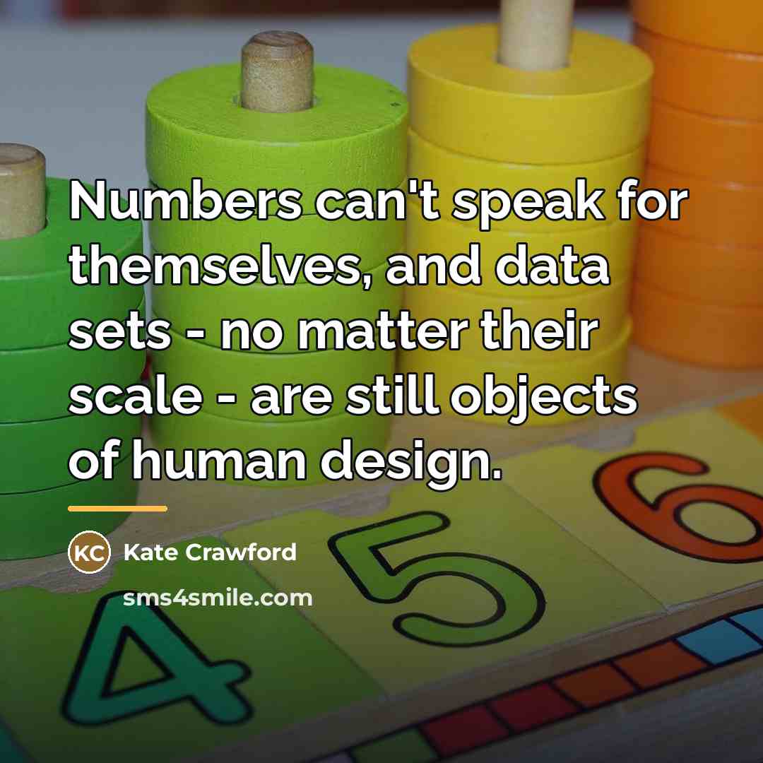 “Numbers can't speak for themselves, and data sets - no…” quote by Kate Crawford