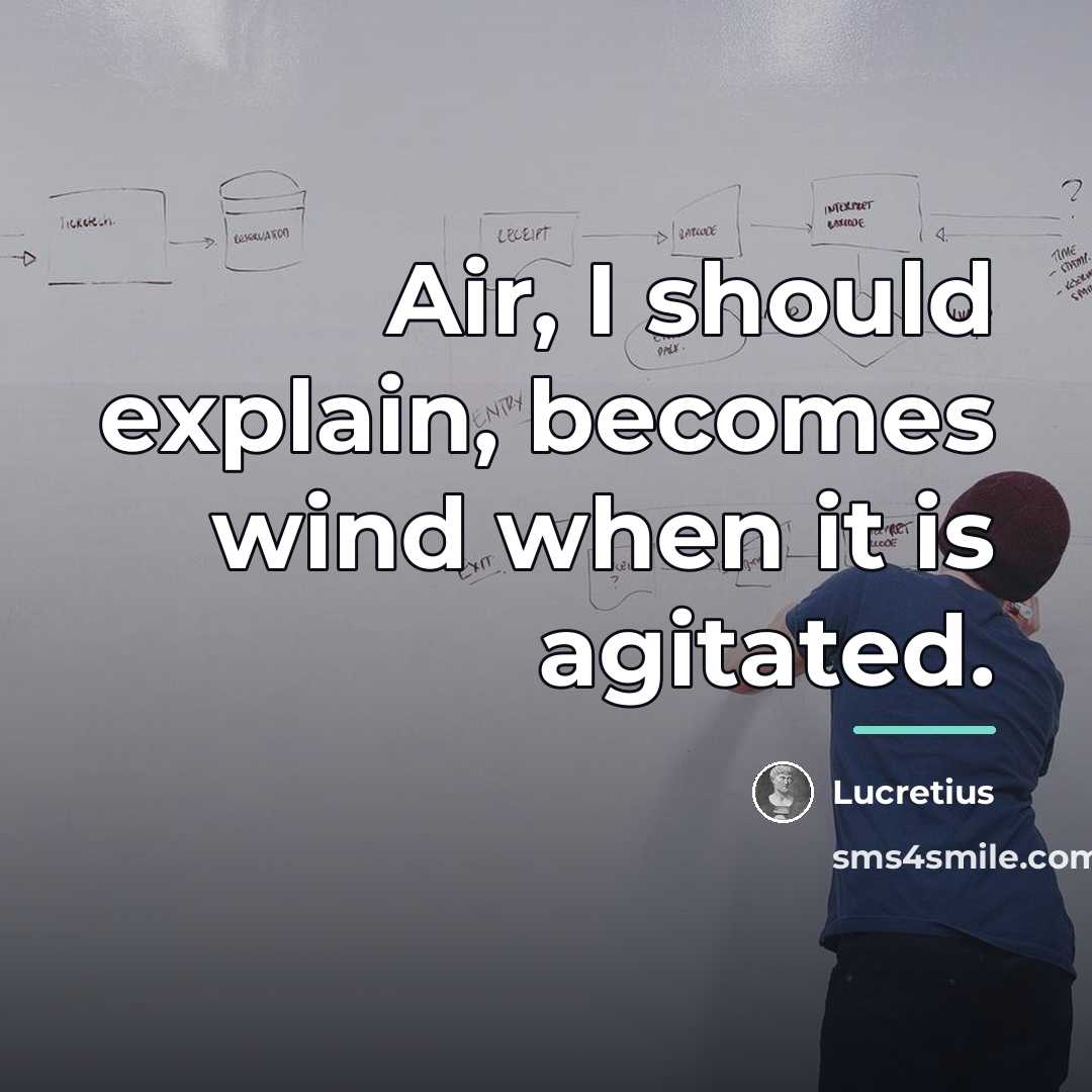 “Air, I should explain, becomes wind when it is agitated.…” quote by Lucretius