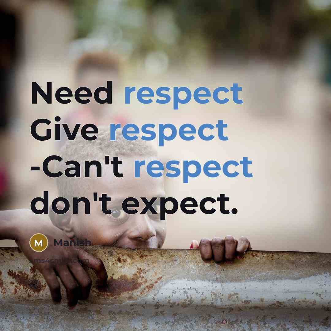 “Need respect Give respect -Can't respect don't expect.” quote by Manish