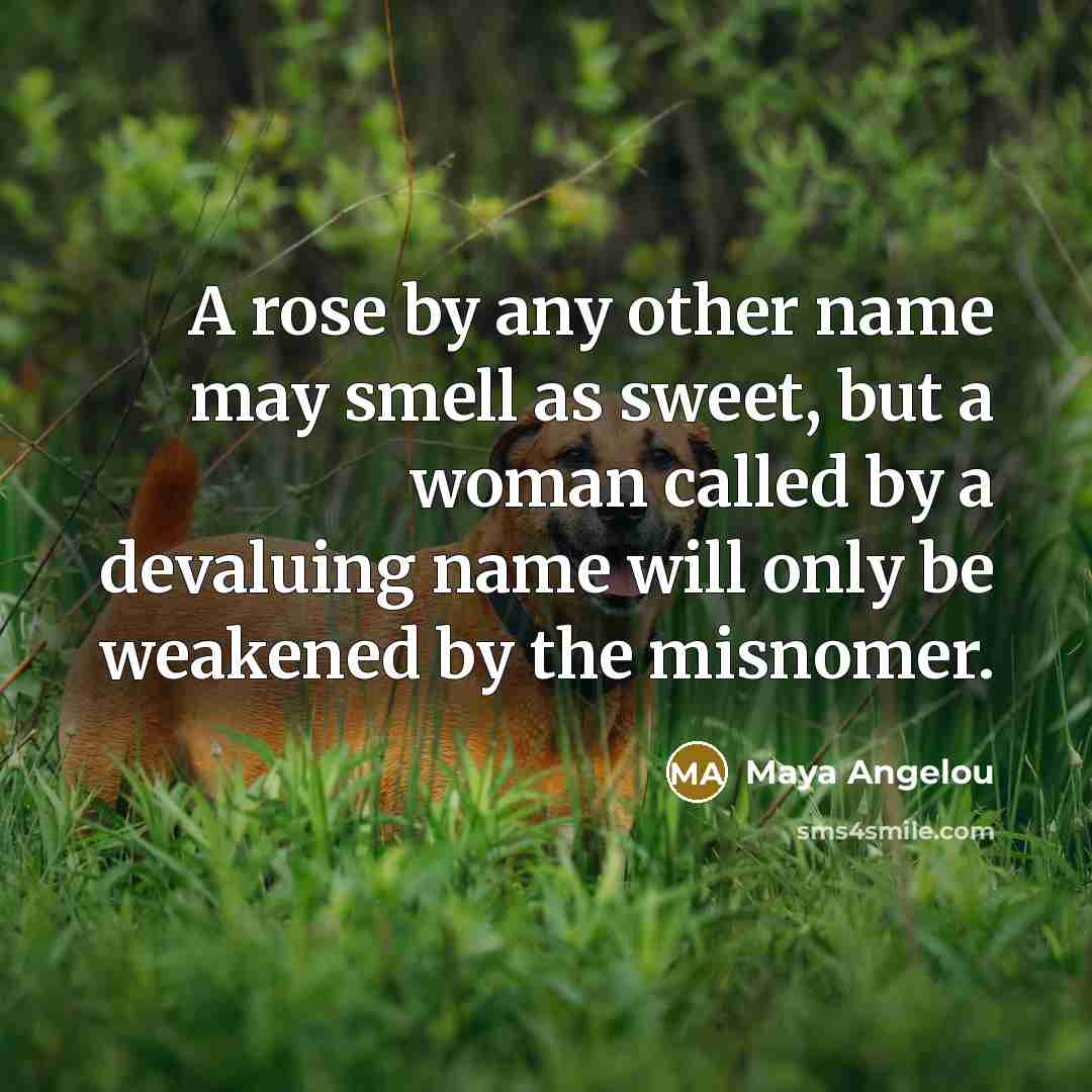 “A rose by any other name may smell as sweet,…” quote by Maya Angelou