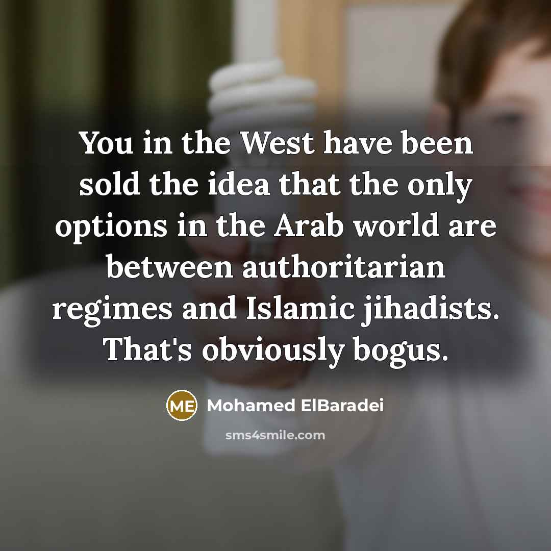 “You in the West have been sold the idea that…” quote by Mohamed ElBaradei