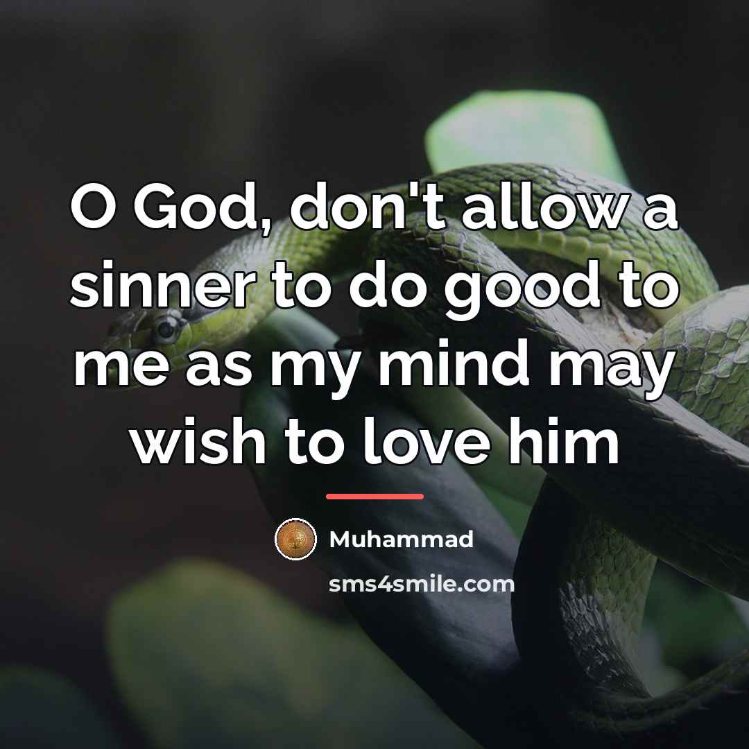 “O God, don't allow a sinner to do good to…” quote by Muhammad