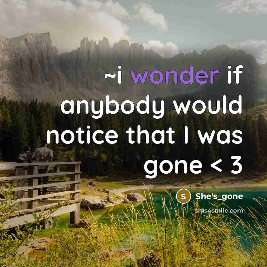 “~i wonder if anybody would notice that I was gone…” quote by She's_gone