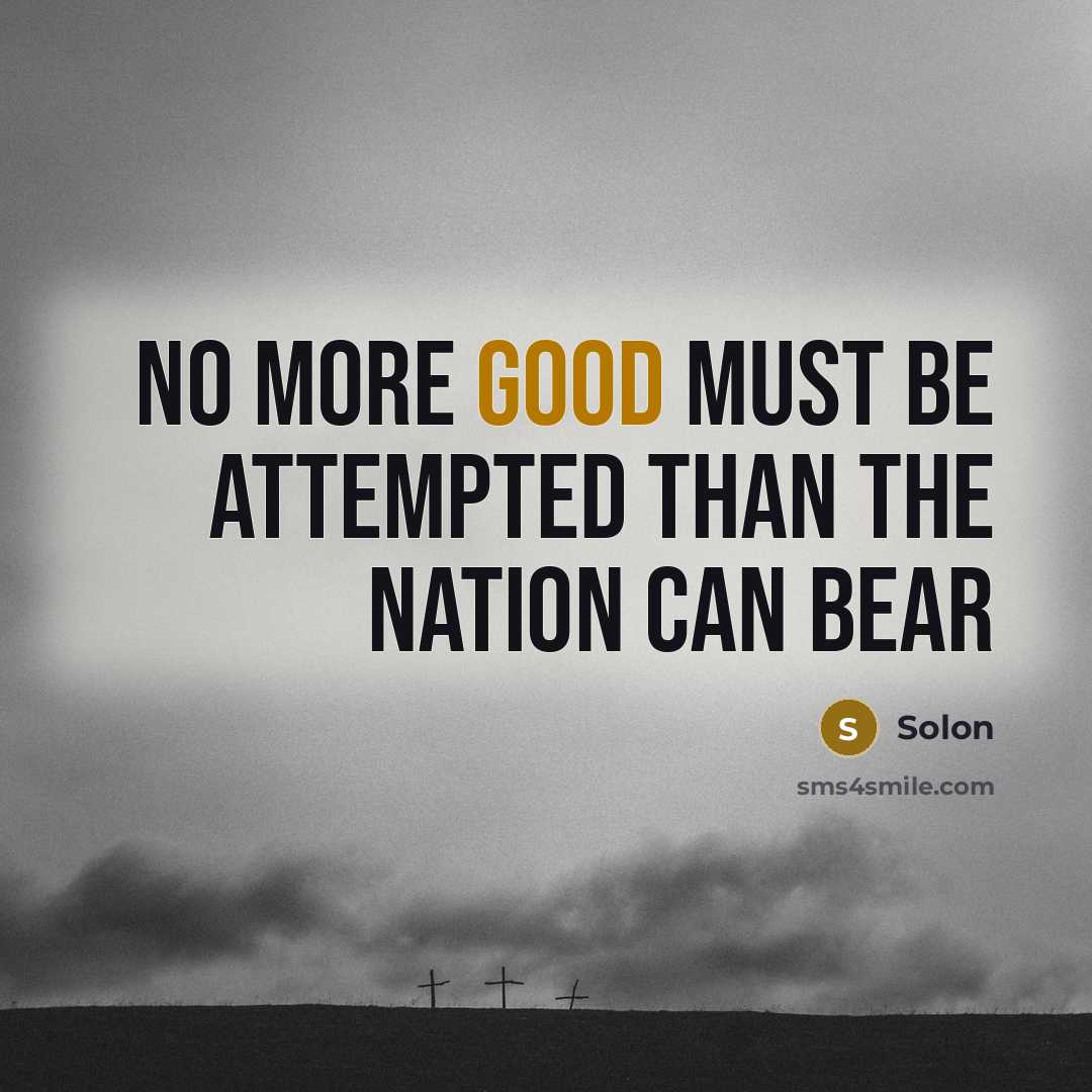 “No more good must be attempted than the nation can…” quote by Solon