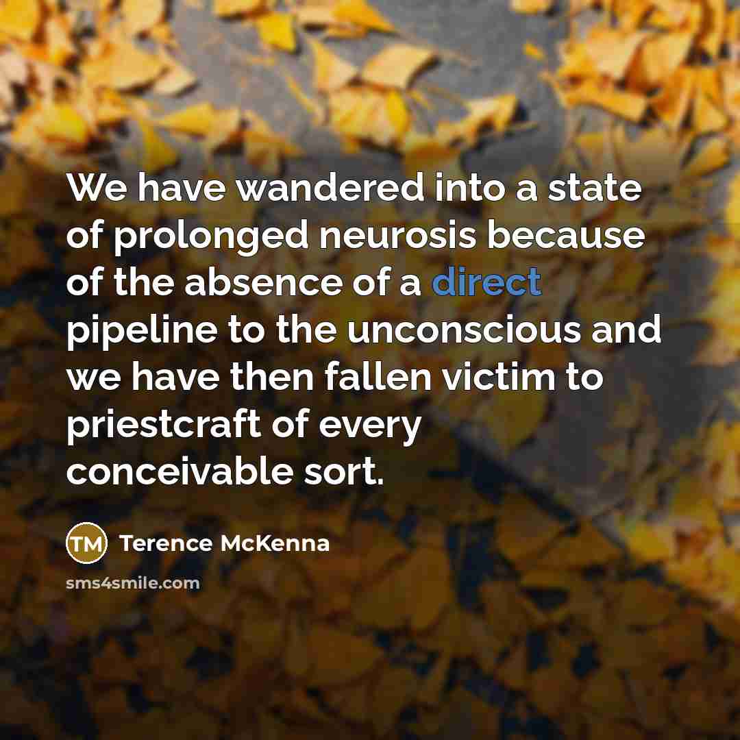 “We have wandered into a state of prolonged neurosis because…” quote by Terence McKenna