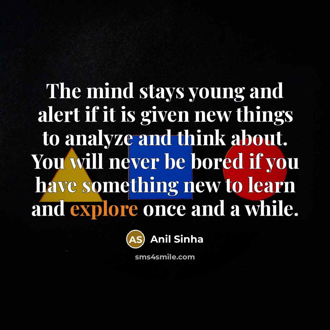 “The mind stays young and alert if it is given…” quote by Anil Sinha