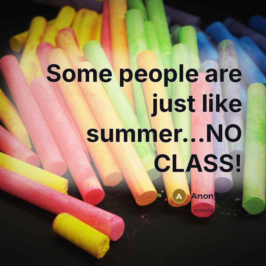 “Some people are just like summer...NO CLASS!” quote by Anonymous