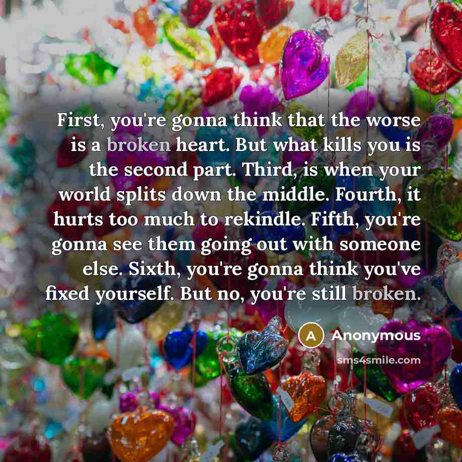 “First, you're gonna think that the worse is a broken…” quote by Anonymous