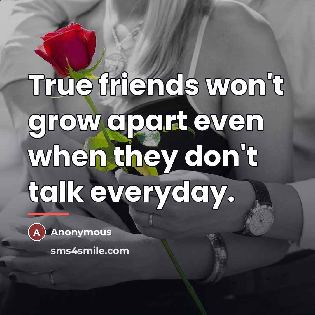 “True friends won't grow apart even when they don't talk…” quote by Anonymous