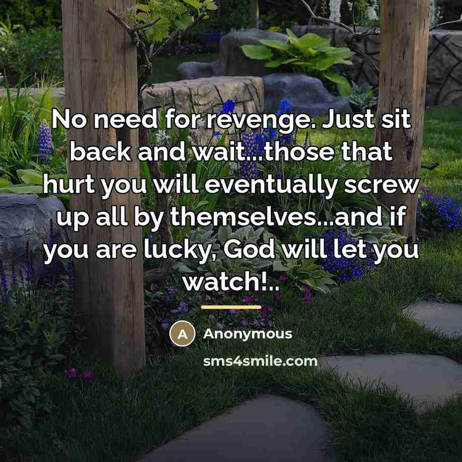 “No need for revenge. Just sit back and wait...those that…” quote by Anonymous