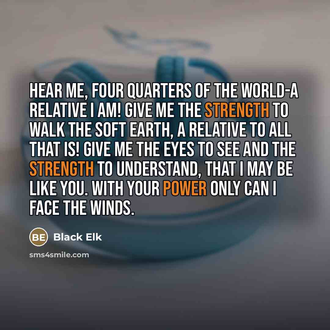 “Hear me, four quarters of the world-a relative I am!…” quote by Black Elk
