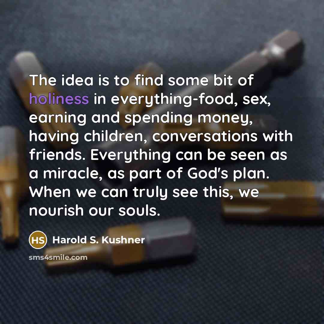 “The idea is to find some bit of holiness in…” quote by Harold S. Kushner
