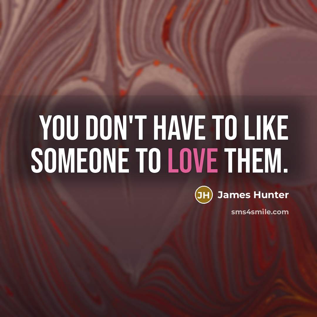 “You don't have to like someone to love them.…” quote by James Hunter