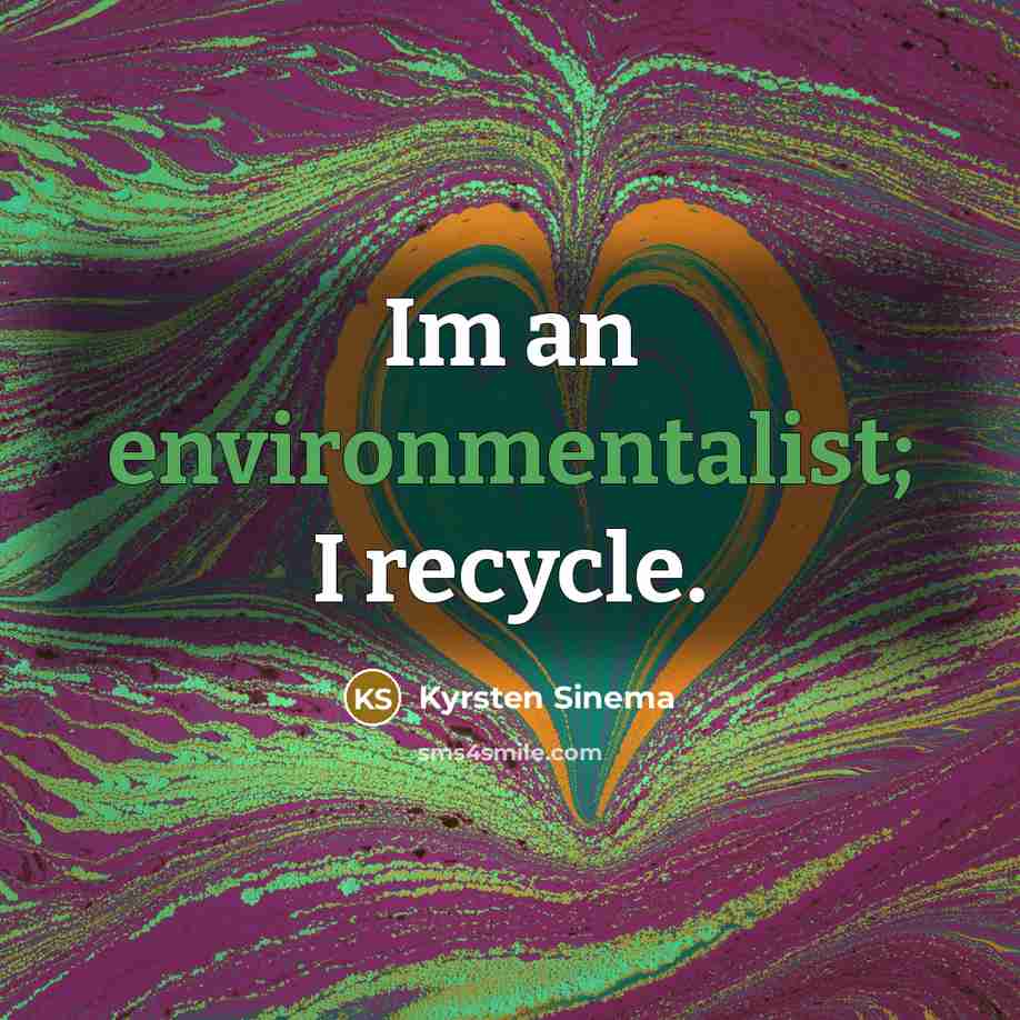 “Im an environmentalist; I recycle.” quote by Kyrsten Sinema