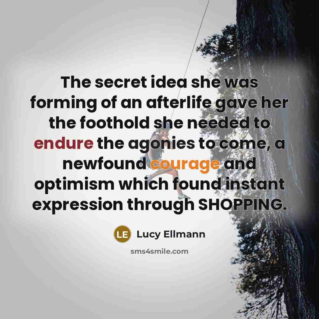“The secret idea she was forming of an afterlife gave…” quote by Lucy Ellmann