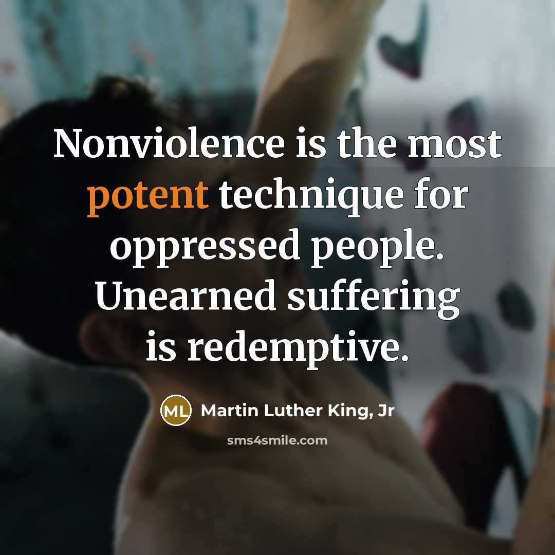 “Nonviolence is the most potent technique for oppressed people. Unearned…” quote by Martin Luther King, Jr