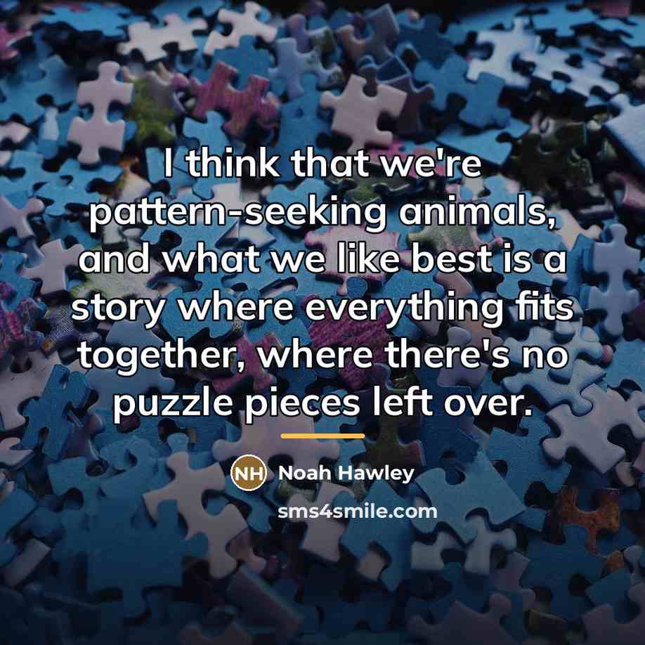 “I think that we're pattern-seeking animals, and what we like…” quote by Noah Hawley