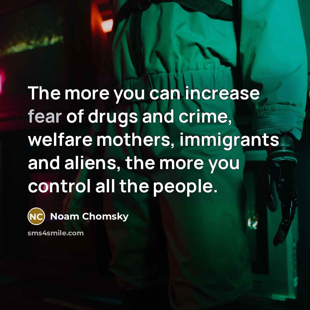 “The more you can increase fear of drugs and crime,…” quote by Noam Chomsky