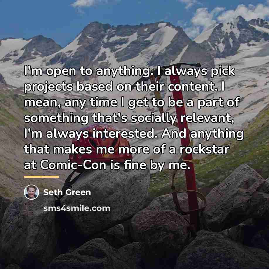“I'm open to anything. I always pick projects based on…” quote by Seth Green