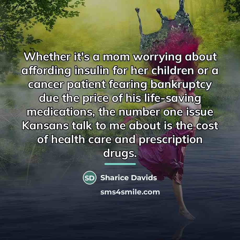 “Whether it's a mom worrying about affording insulin for her…” quote by Sharice Davids