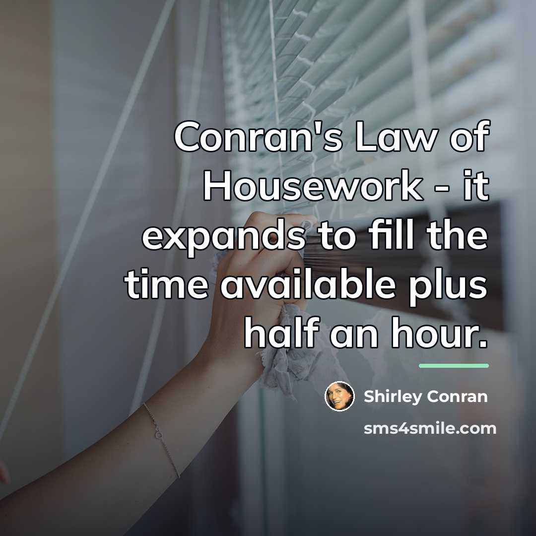 “Conran's Law of Housework - it expands to fill the…” quote by Shirley Conran