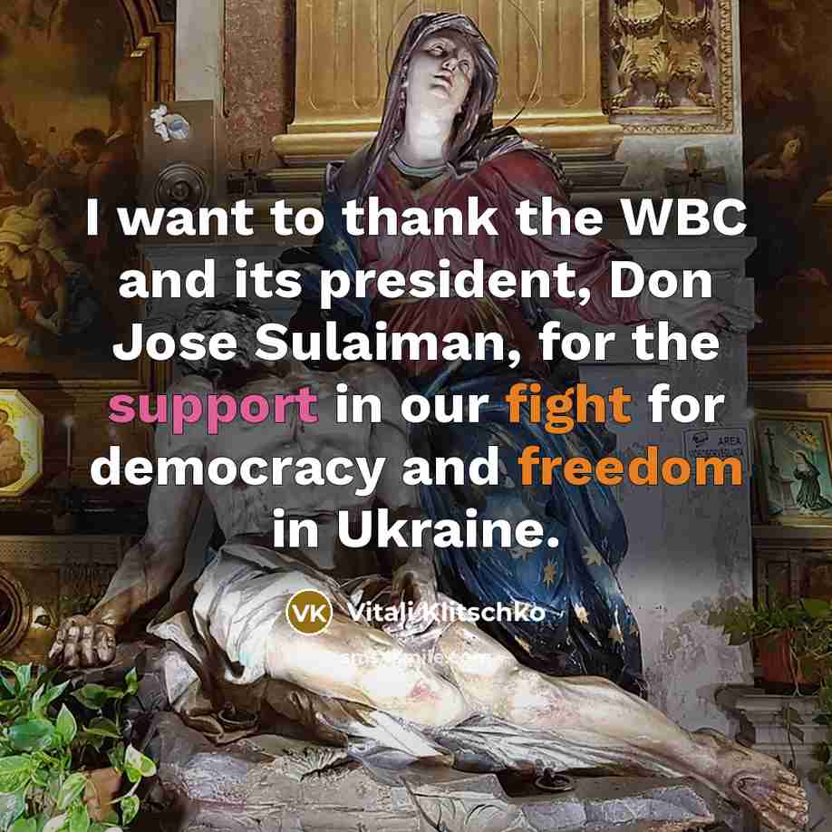 “I want to thank the WBC and its president, Don…” quote by Vitali Klitschko