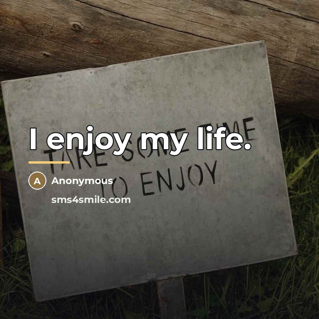 “I enjoy my life.…” quote by Anonymous