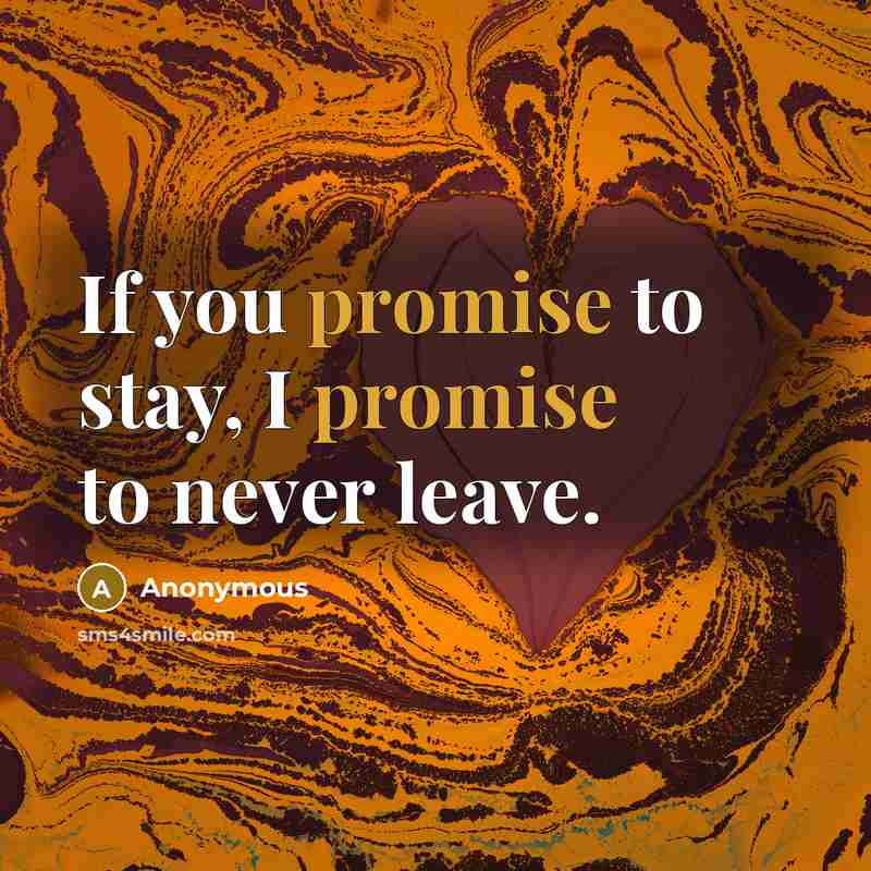 “If you promise to stay, I promise to never leave.…” quote by Anonymous