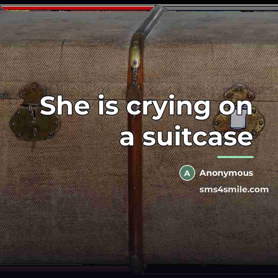“She is crying on a suitcase…” quote by Anonymous