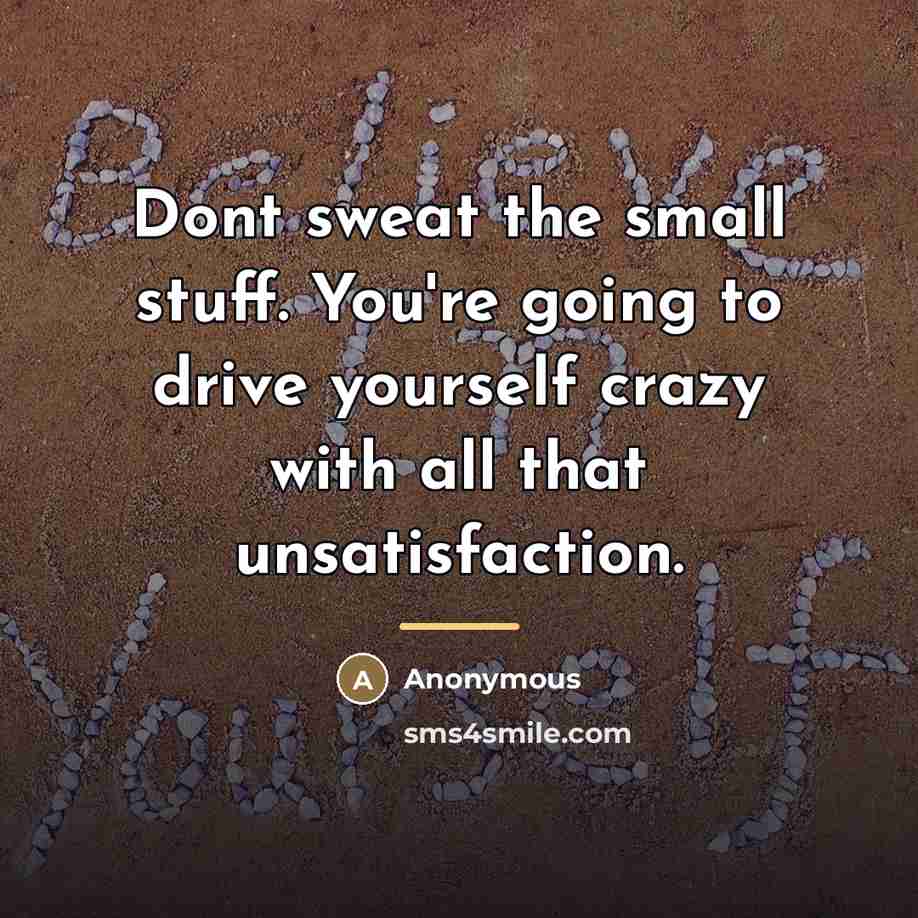 “Dont sweat the small stuff. You're going to drive yourself…” quote by Anonymous