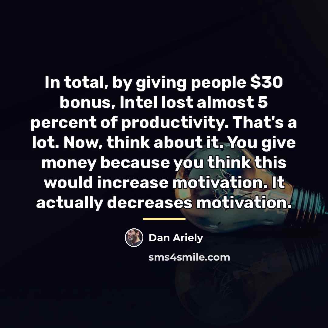“In total, by giving people $30 bonus, Intel lost almost…” quote by Dan Ariely