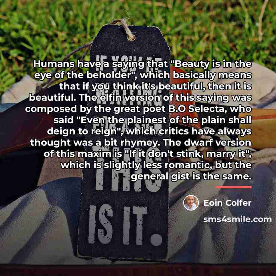 “Humans have a saying that "Beauty is in the eye…” quote by Eoin Colfer
