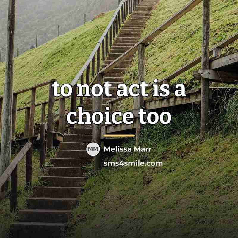 “to not act is a choice too…” quote by Melissa Marr
