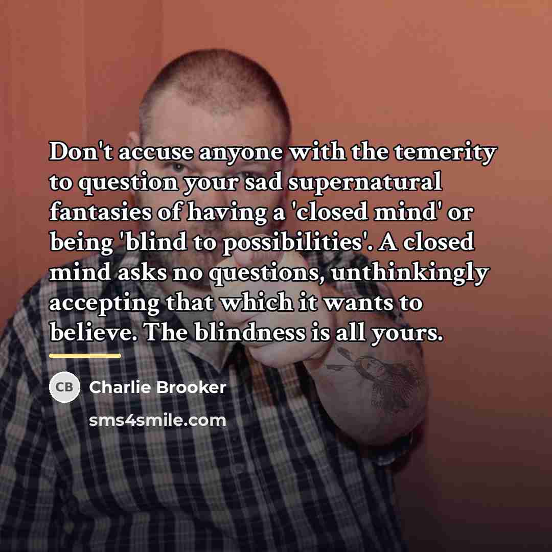 “Don't accuse anyone with the temerity to question your sad…” quote by Charlie Brooker