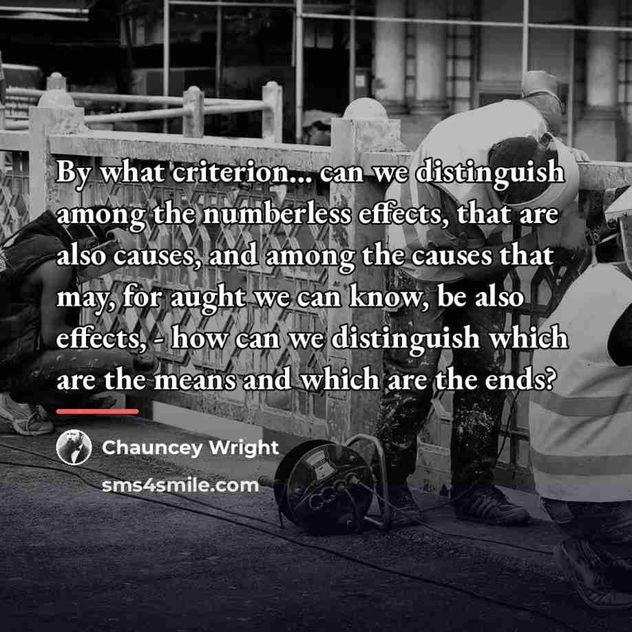 “By what criterion... can we distinguish among the numberless effects,…” quote by Chauncey Wright