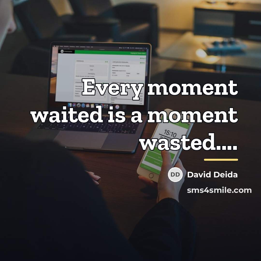 “Every moment waited is a moment wasted....…” quote by David Deida