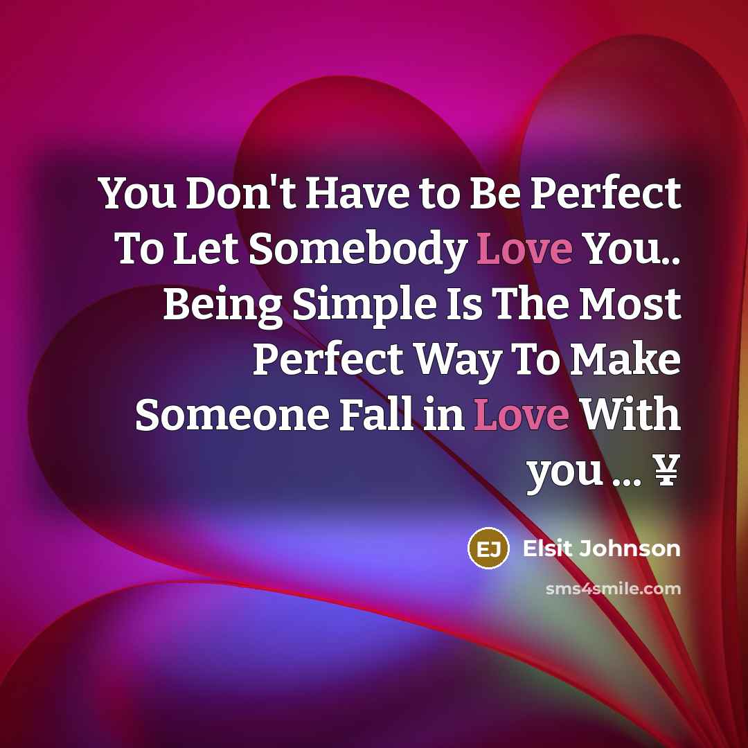 “You Don't Have to Be Perfect To Let Somebody Love…” quote by Elsit Johnson
