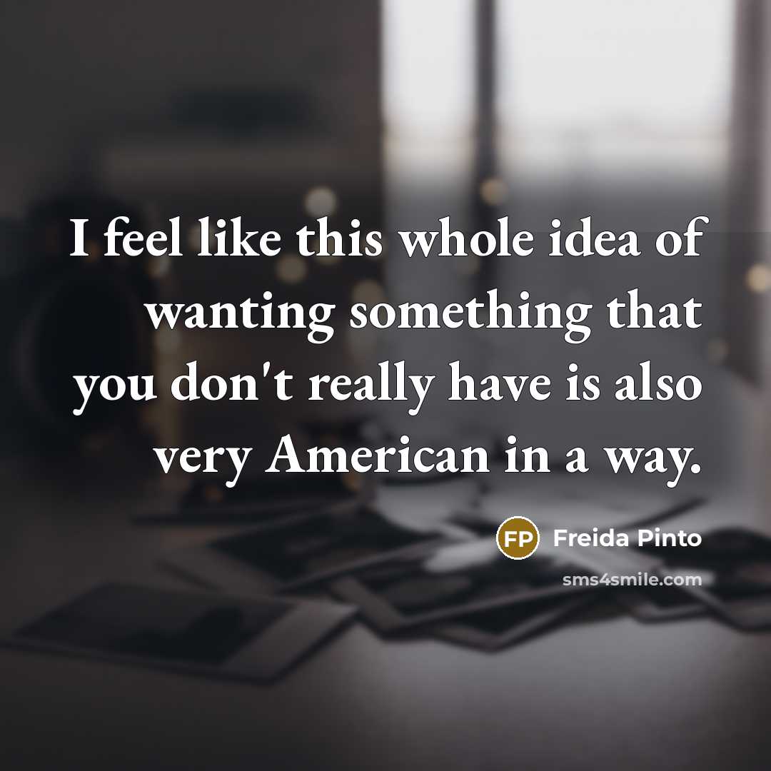 “I feel like this whole idea of wanting something that…” quote by Freida Pinto