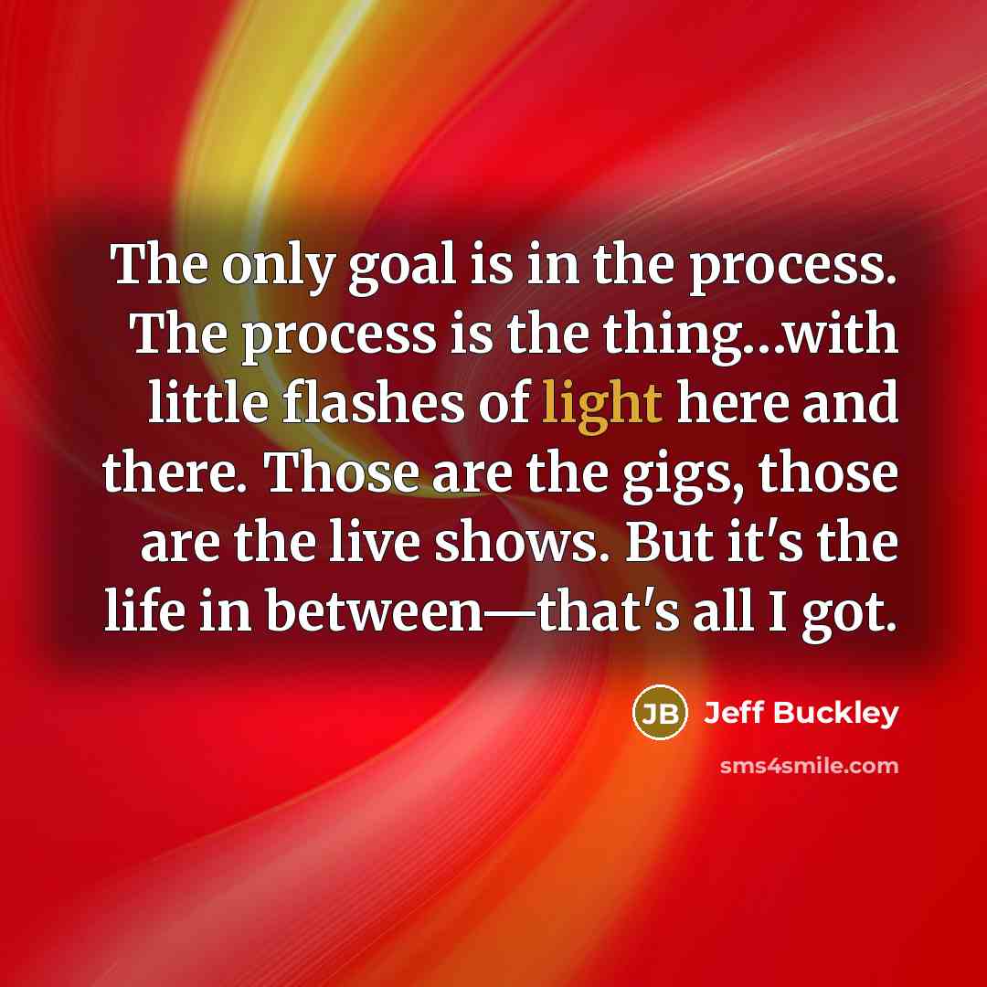 “The only goal is in the process. The process is…” quote by Jeff Buckley
