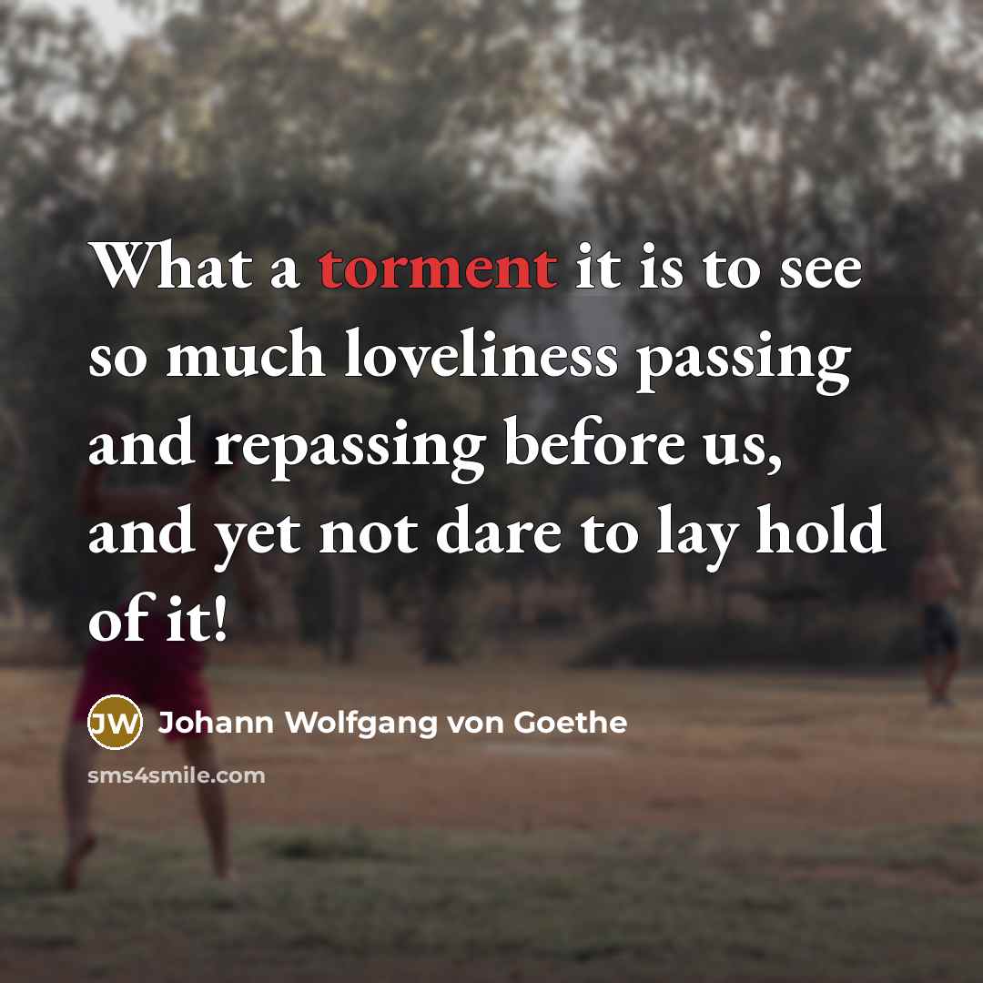 “What a torment it is to see so much loveliness…” quote by Johann Wolfgang von Goethe