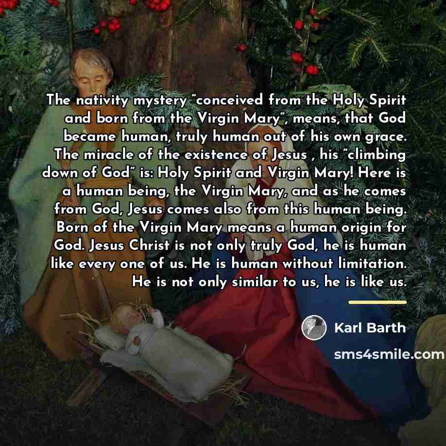 “The nativity mystery “conceived from the Holy Spirit and born…” quote by Karl Barth
