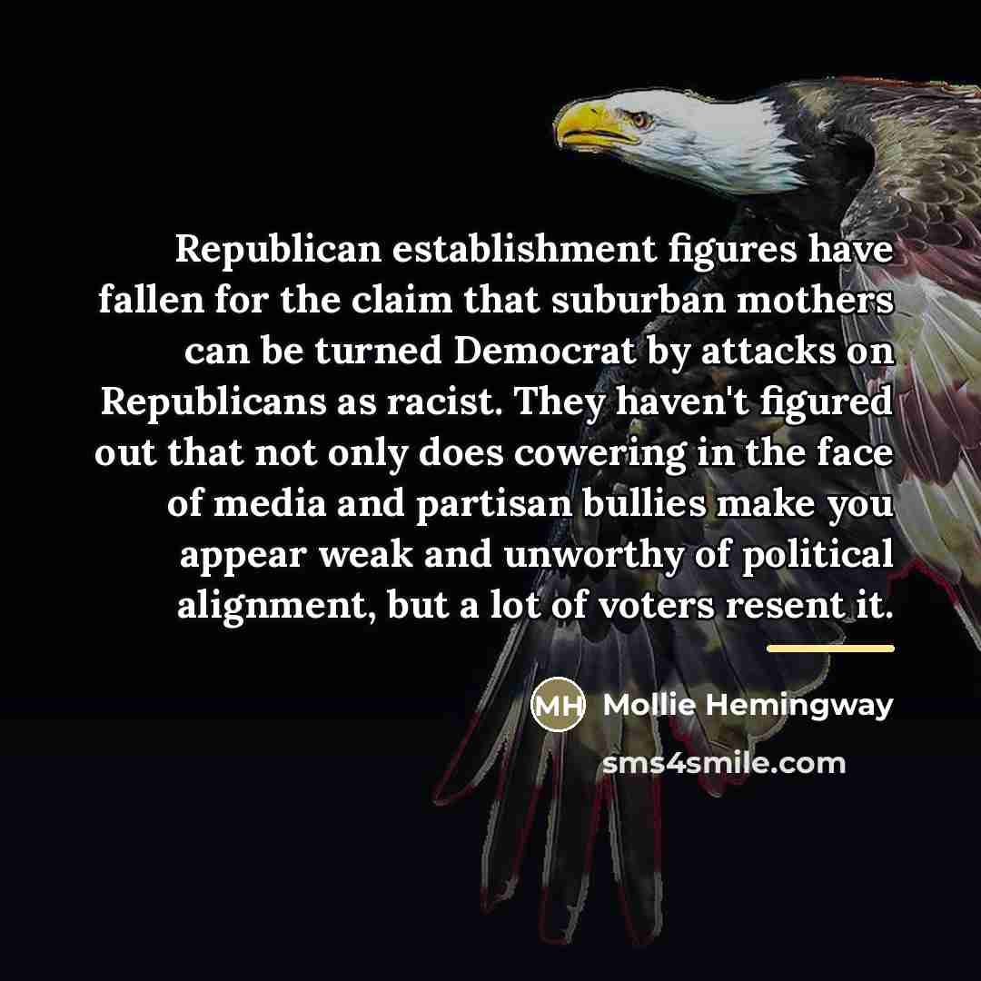 “Republican establishment figures have fallen for the claim that suburban…” quote by Mollie Hemingway