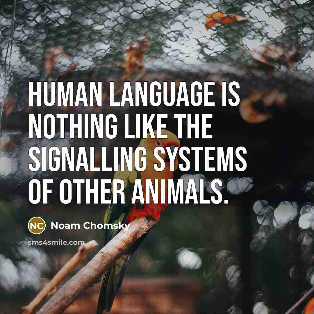 “Human language is nothing like the signalling systems of other…” quote by Noam Chomsky