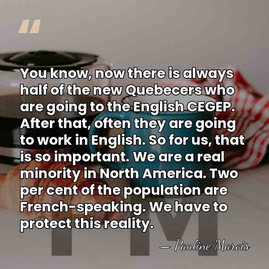 You know, now there is always half of the new Quebecers who&hellip; - Pauline Marois