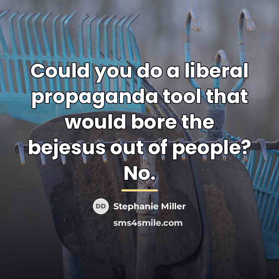 “Could you do a liberal propaganda tool that would bore…” quote by Stephanie Miller