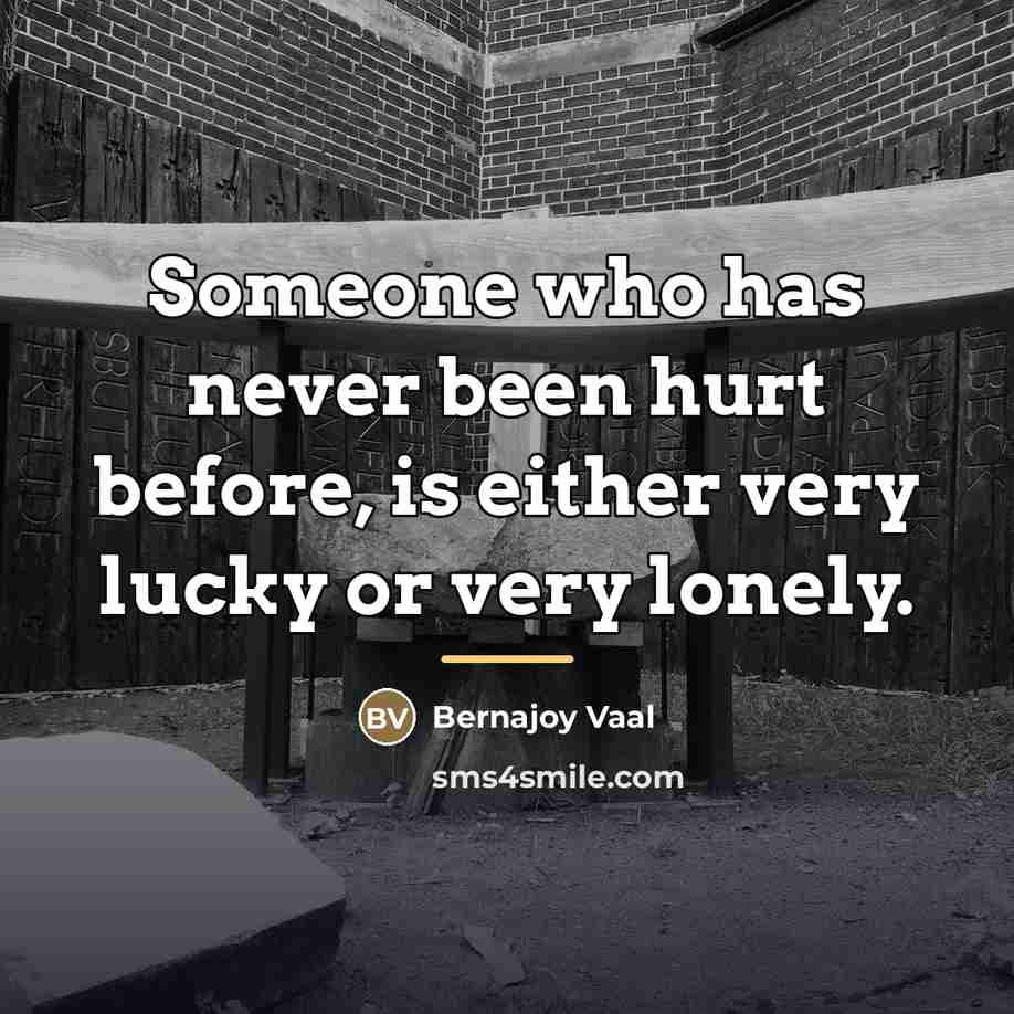 “Someone who has never been hurt before, is either very…” quote by Bernajoy Vaal