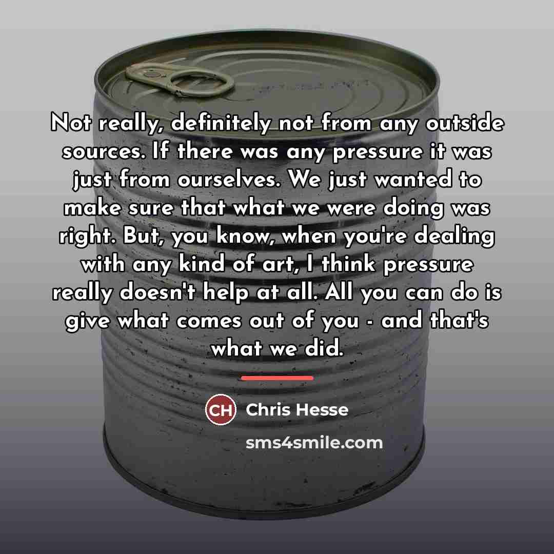 “Not really, definitely not from any outside sources. If there…” quote by Chris Hesse