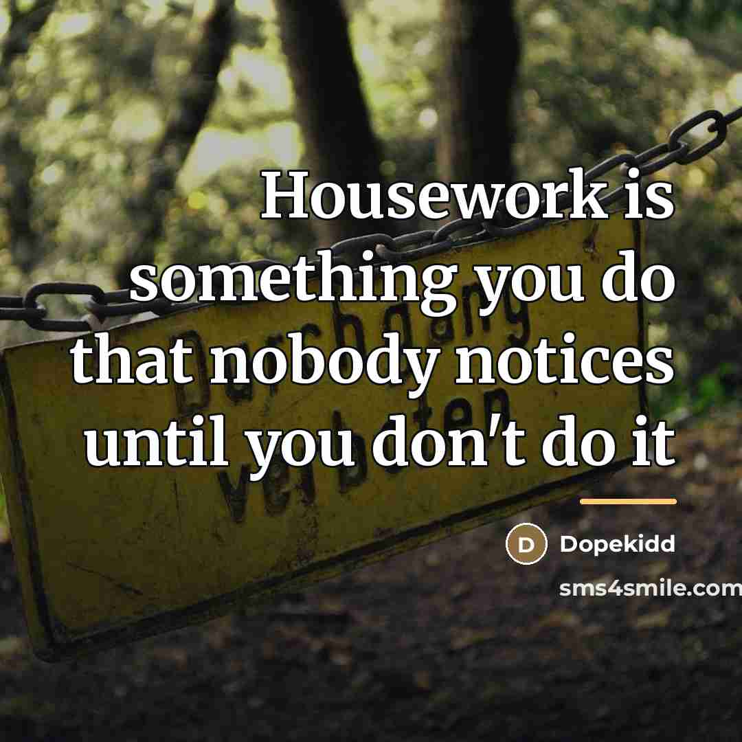 “Housework is something you do that nobody notices until you…” quote by Dopekidd